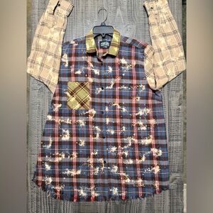 Women's Plaid Button-Up Shirt with Contrast Pocket